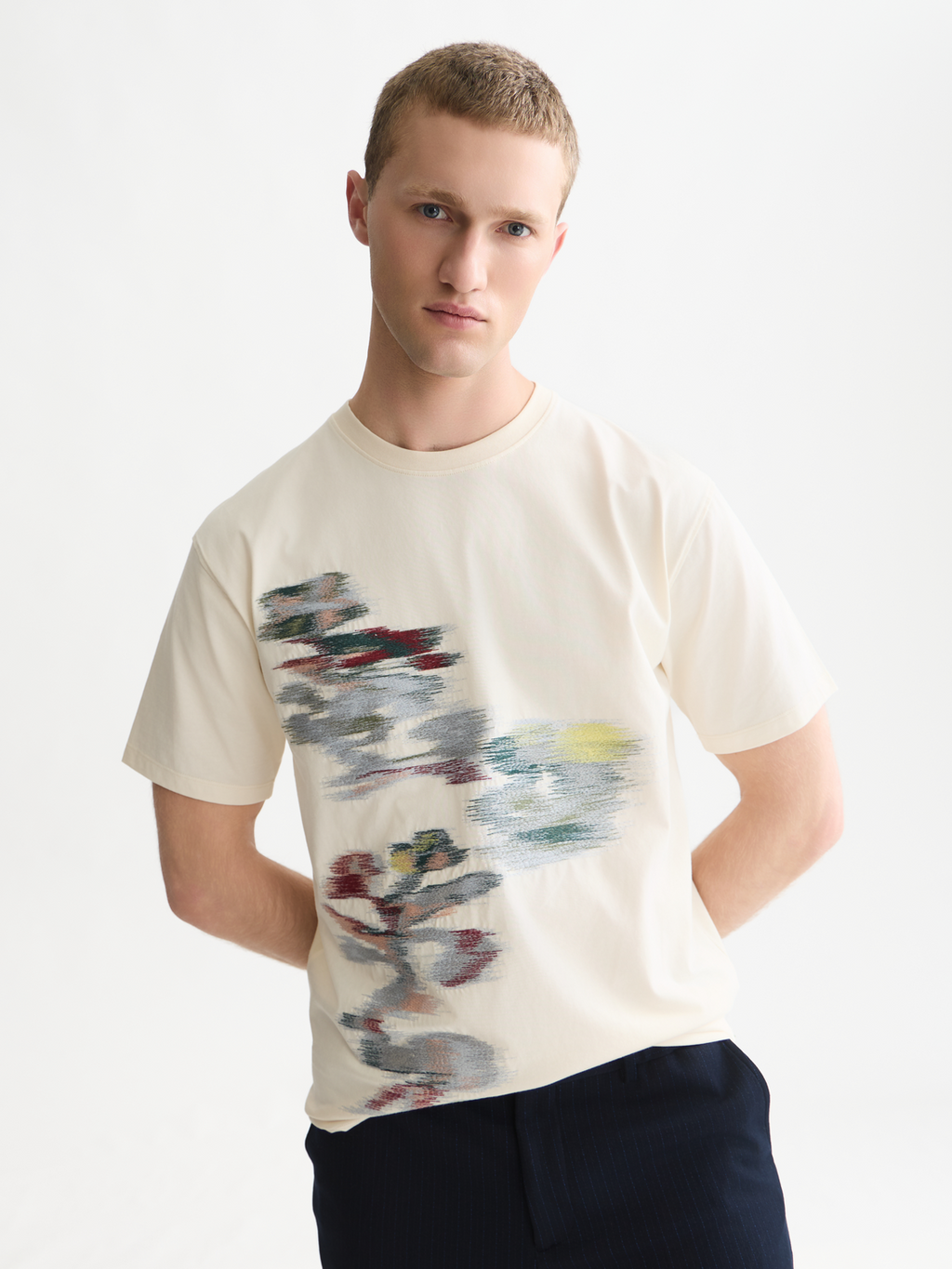 Embroidery Placed Artwork Loose-Fit T-Shirt