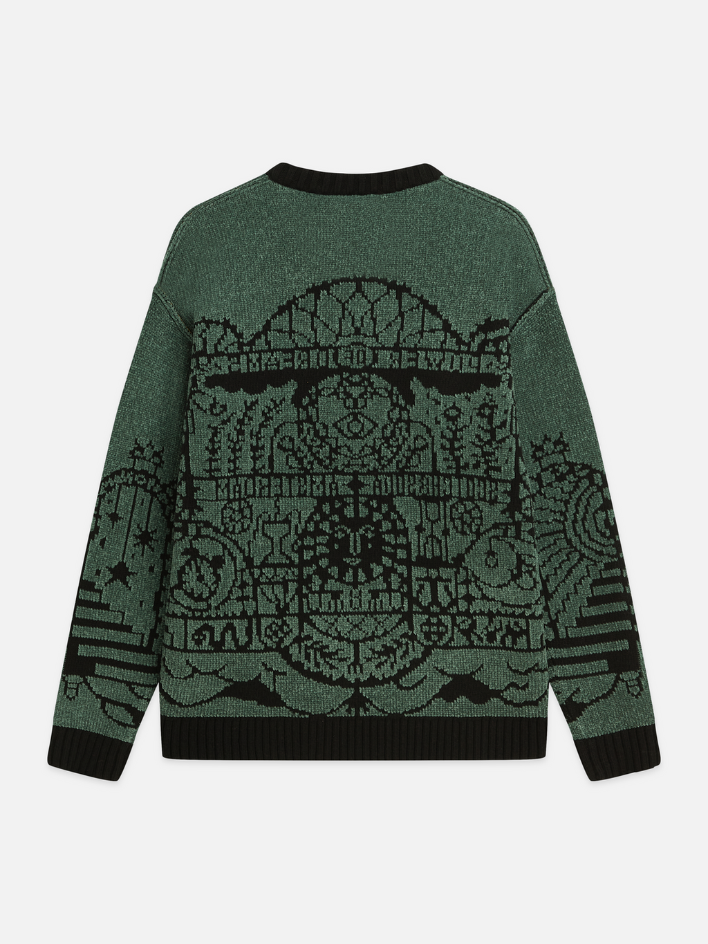 Chenille Jacquard Wool-Blend Dropped Shoulder Pullover