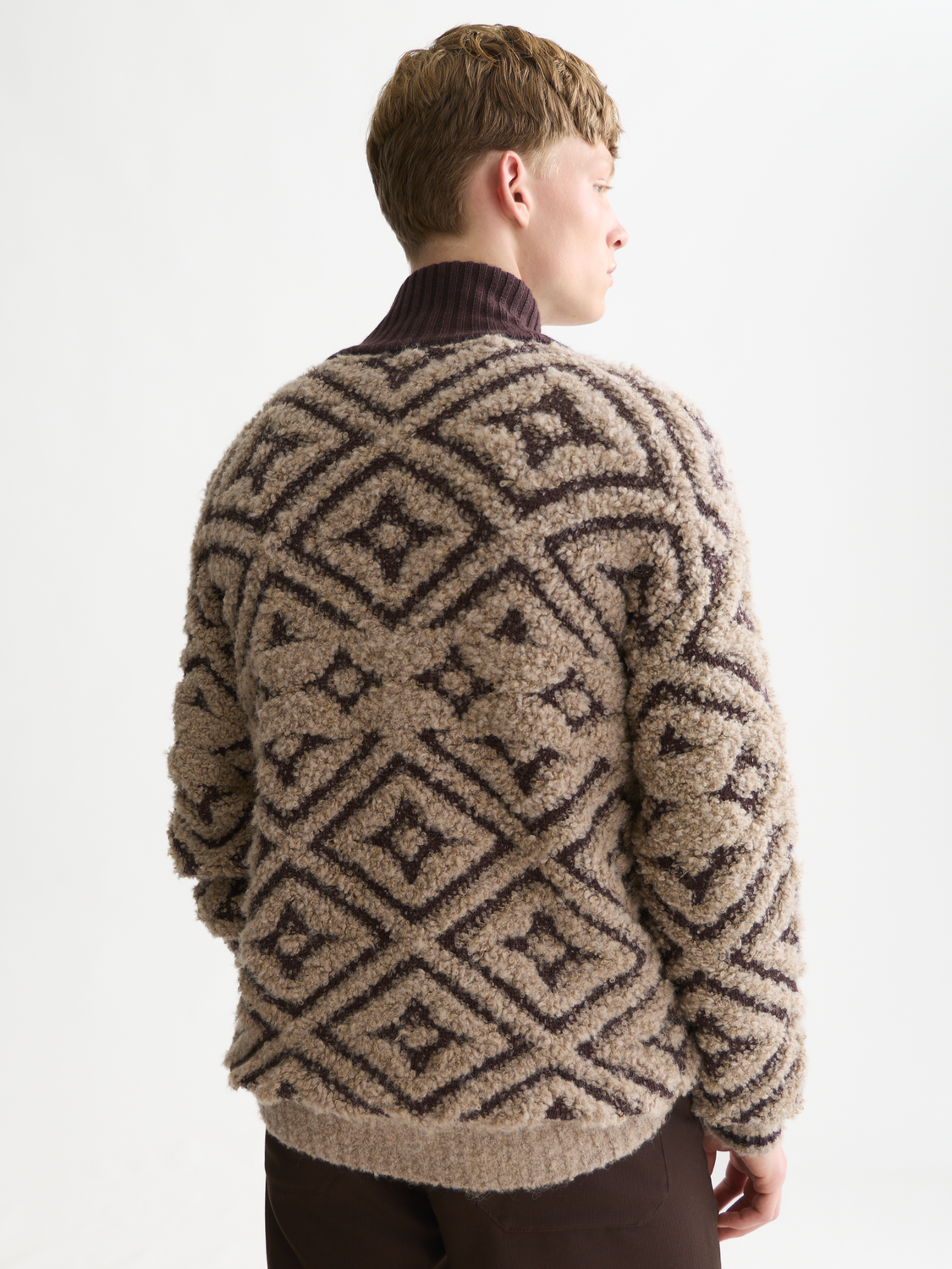 Jacquard Wool-Blend Relaxed-Fit Zip-Through Pullover