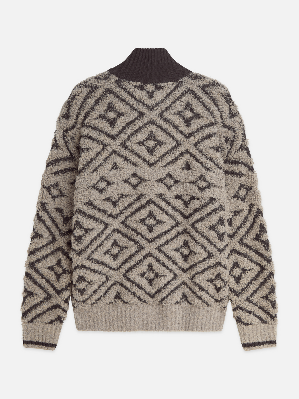 Jacquard Wool-Blend Relaxed-Fit Zip-Through Pullover