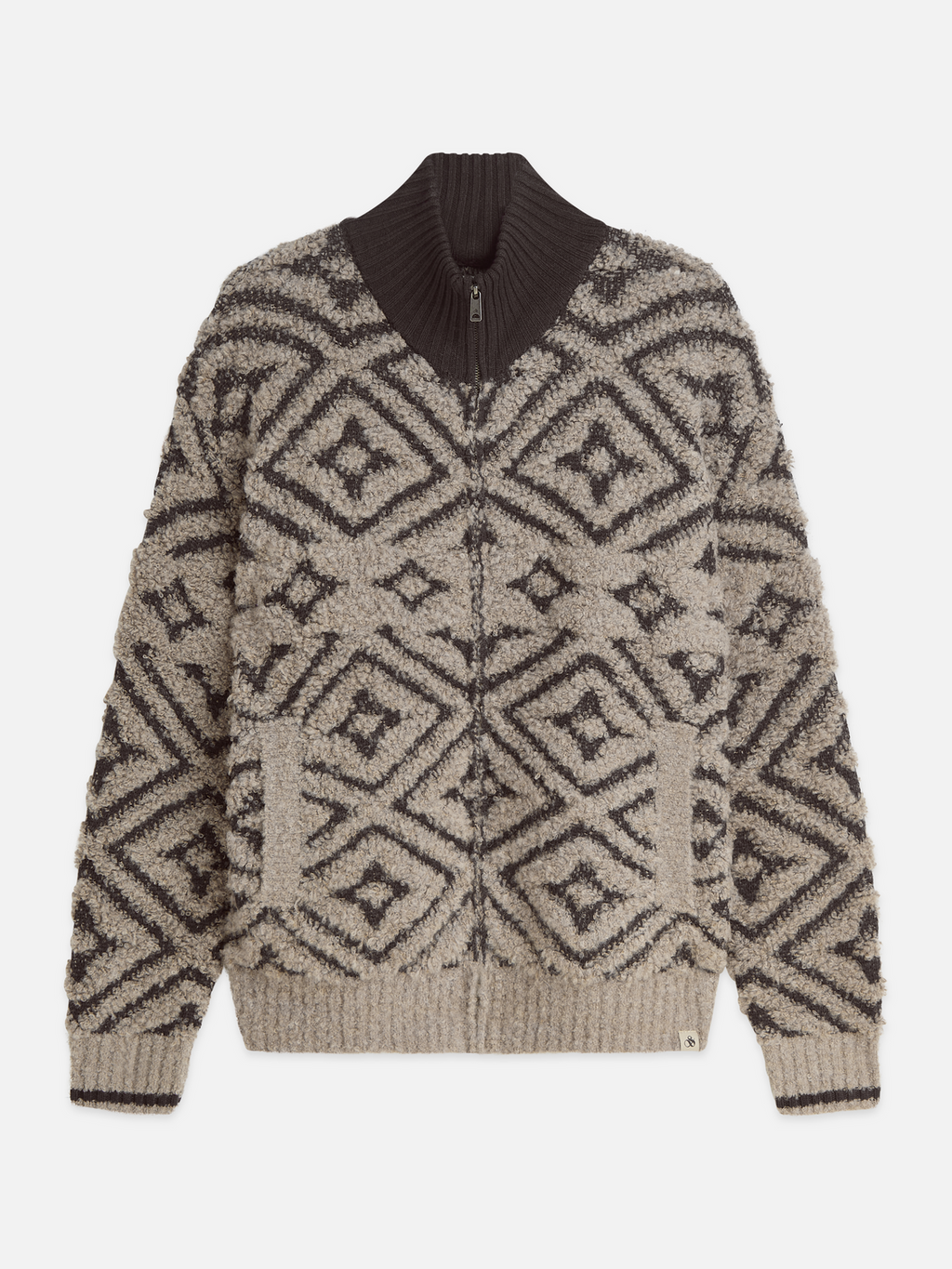 Jacquard Wool-Blend Relaxed-Fit Zip-Through Pullover