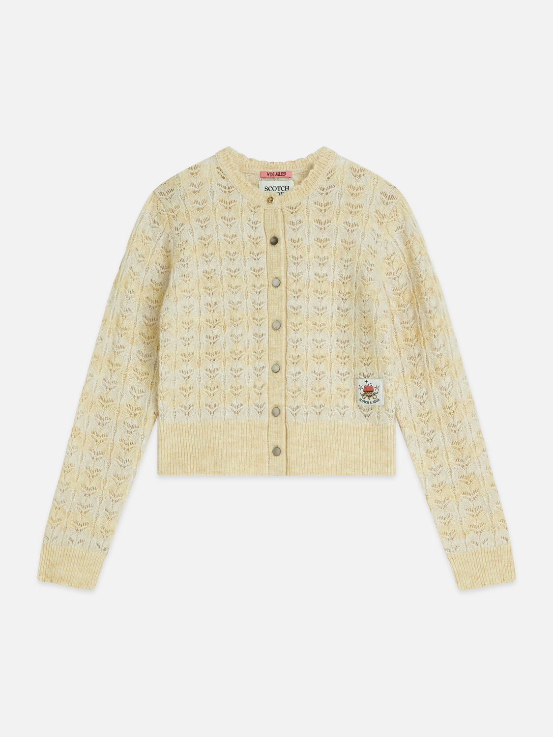 Girls' Pointelle Crew Neck Cardigan