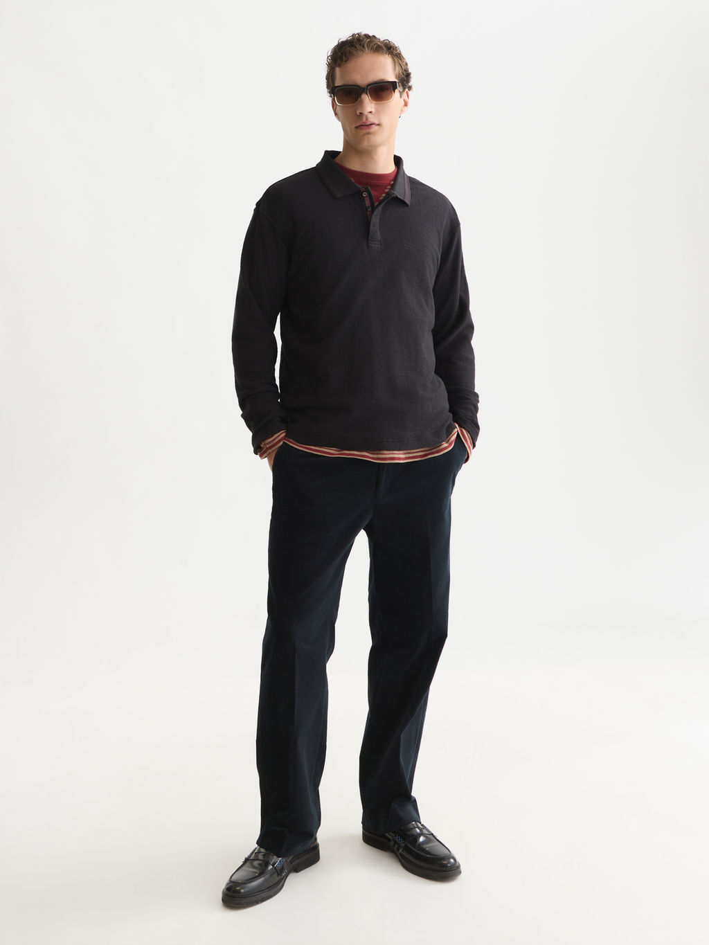 Structured Long Sleeved Polo
