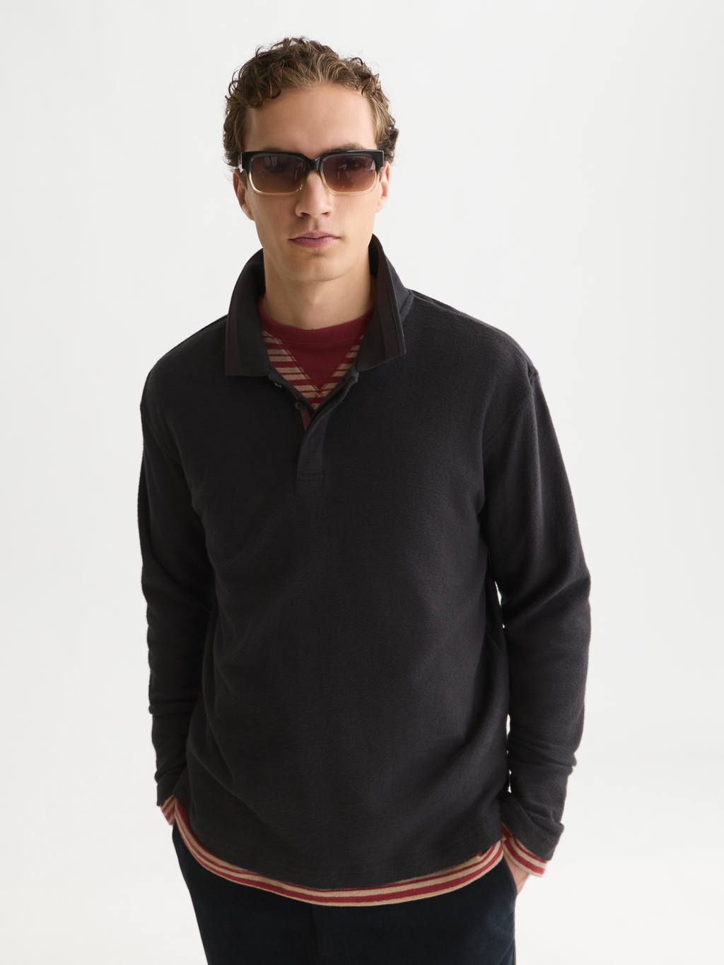 Structured Long Sleeved Polo