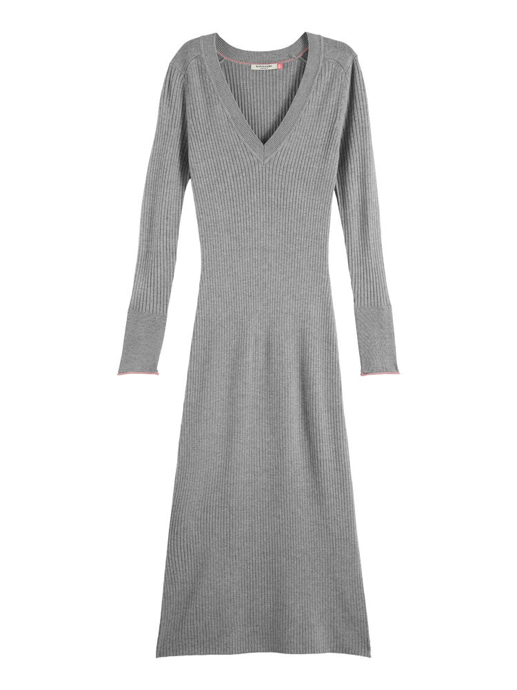 Skinny Rib V-Neck Knitted Dress