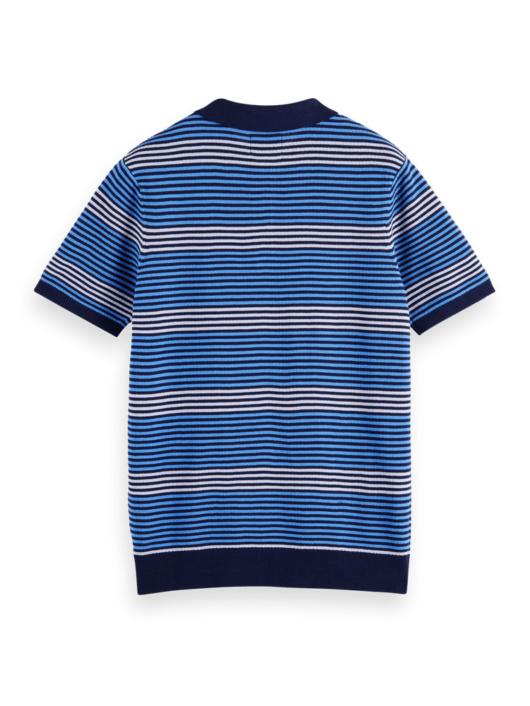 Striped Knit Polo Shirt Back