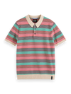 Structured Stripe Knitted Polo