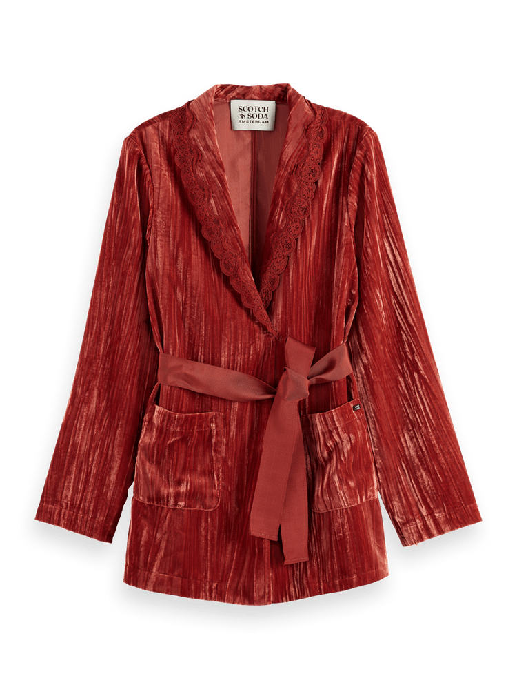 Lace Trimmed Velvet Pyjama Blazer