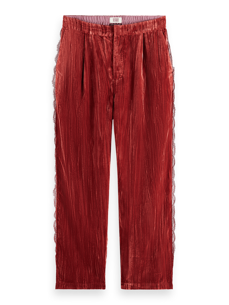 Lace Trimmed Velvet Pant