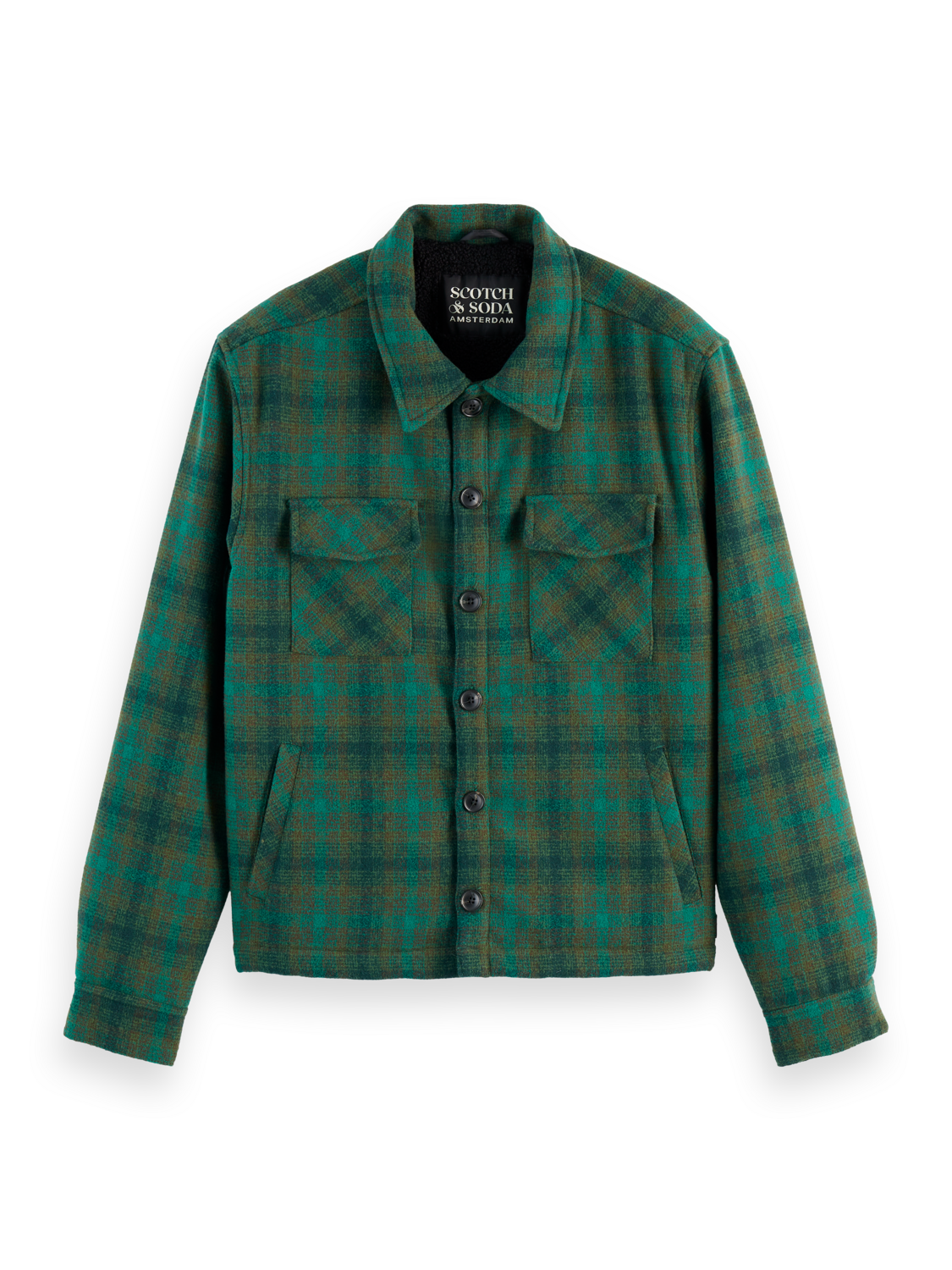Relaxed-Fit Teddy-Lined Check Overshirt