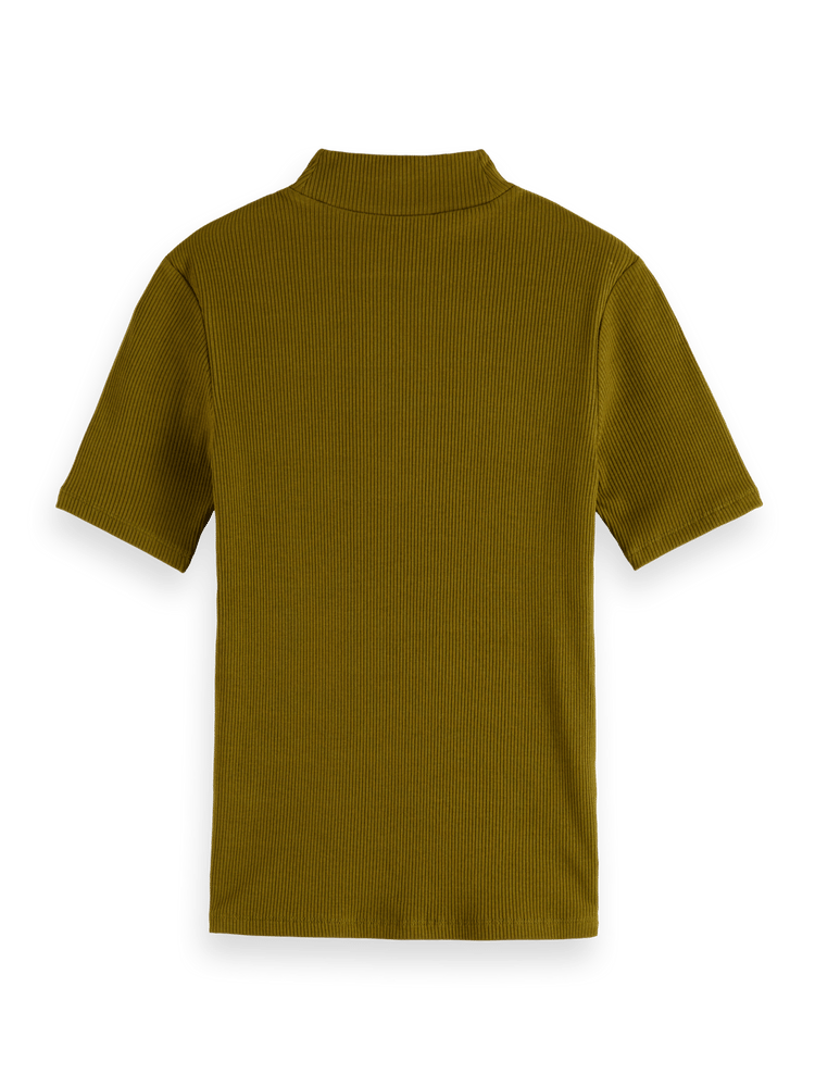 Mock Neck Rib T-Shirt