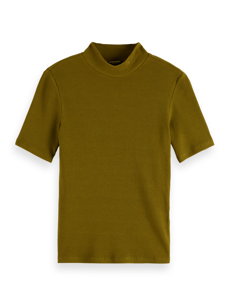 Mock Neck Rib T-Shirt