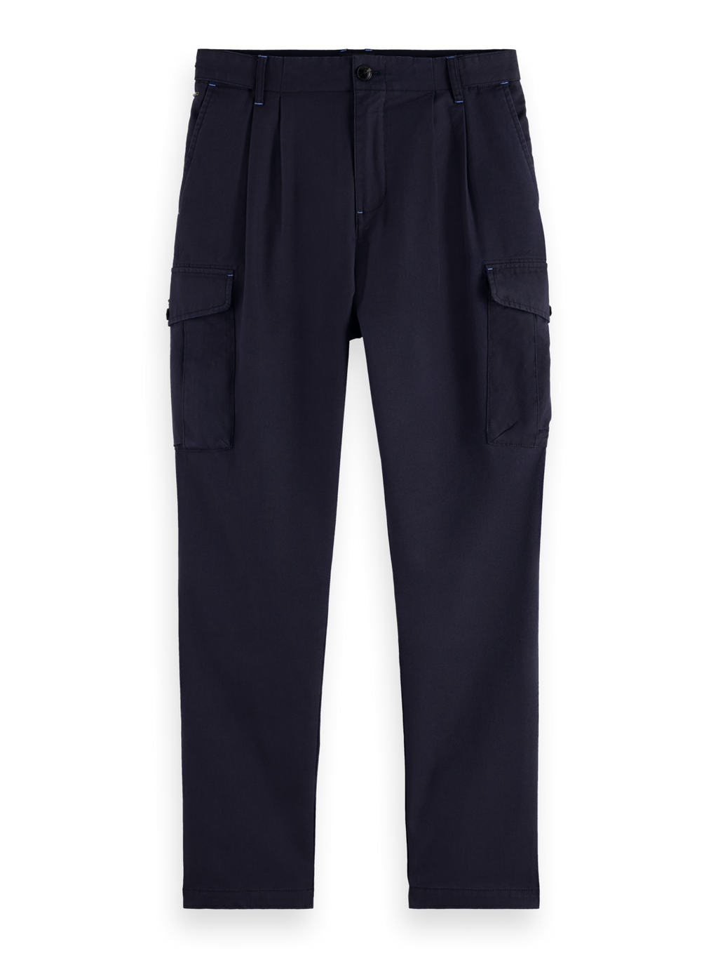 Loose Tapered Pleated Cotton-Tencel Cargo Pant