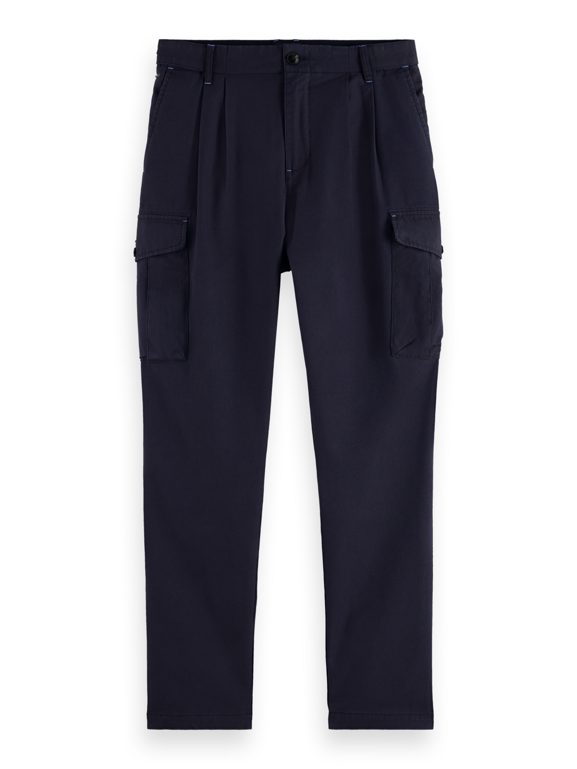 Loose Tapered Pleated Cotton-Tencel Cargo Pant