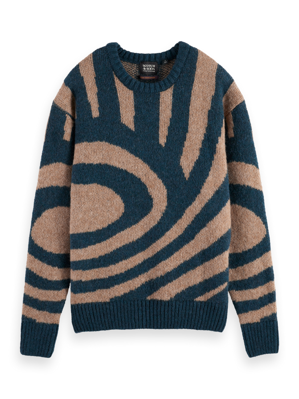 Drop Shoulder Fuzzy Big Waves Sweater