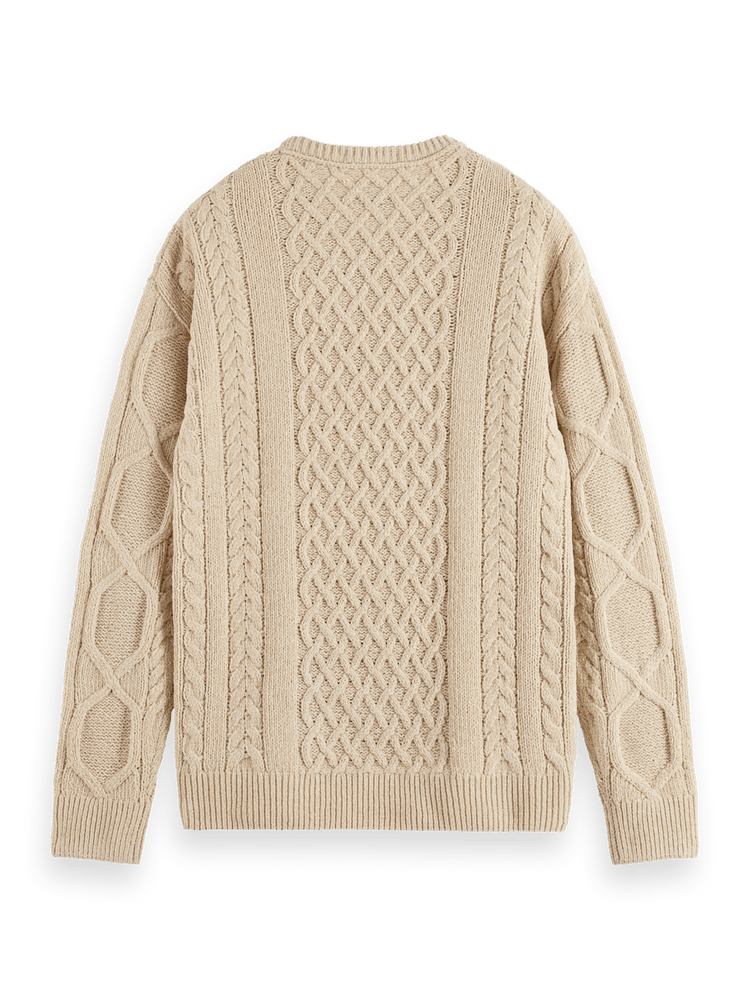 Drop Shoulder Chenille Cable Knit Sweater