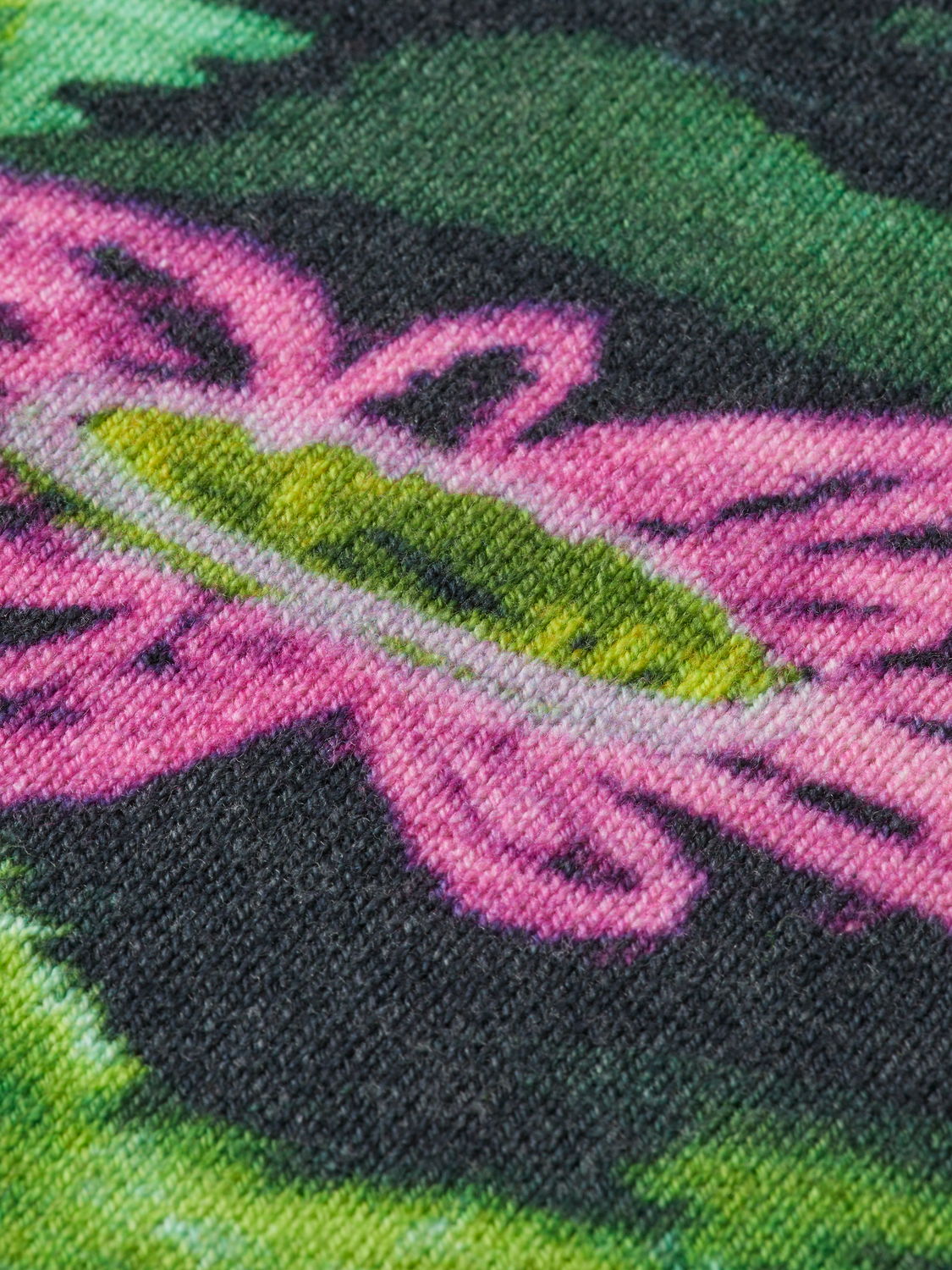 Drop Shoulder Floral Jacquard Sweater