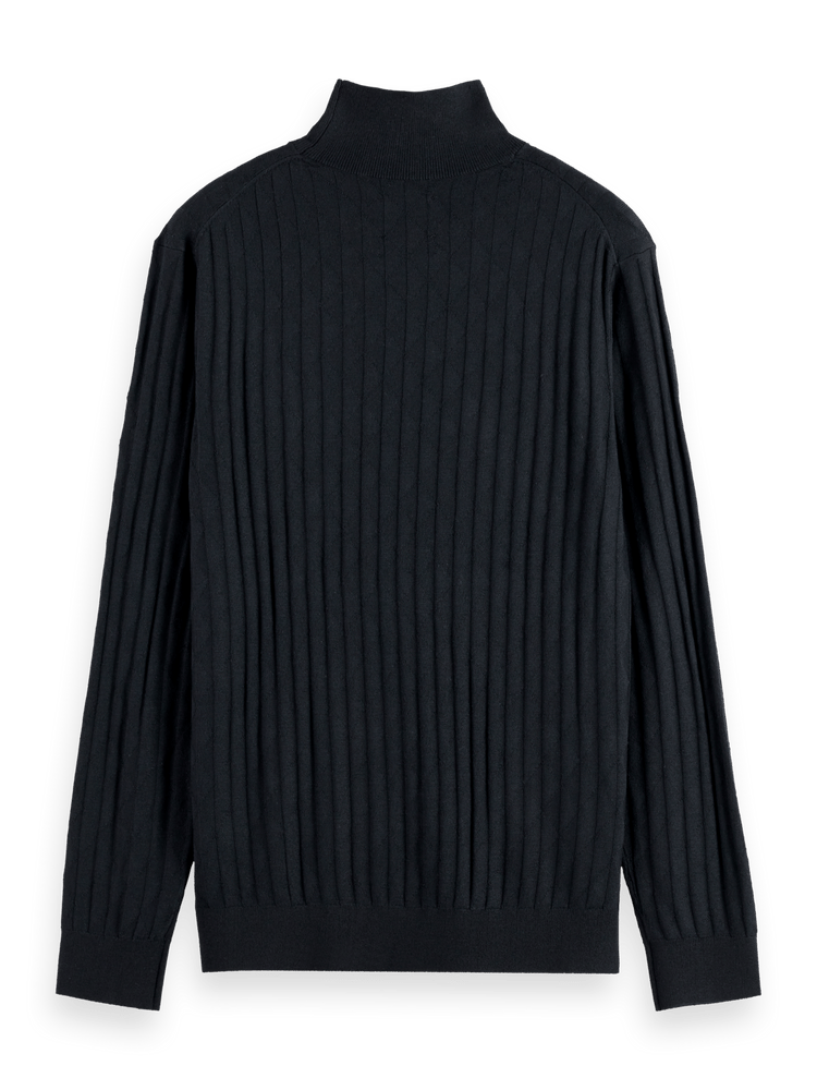 Regular Fit Relief Stitch Turtleneck Sweater