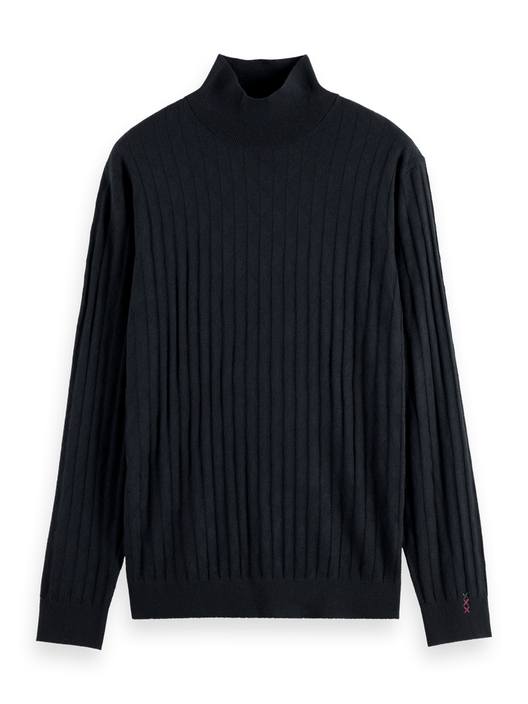 Regular Fit Relief Stitch Turtleneck Sweater