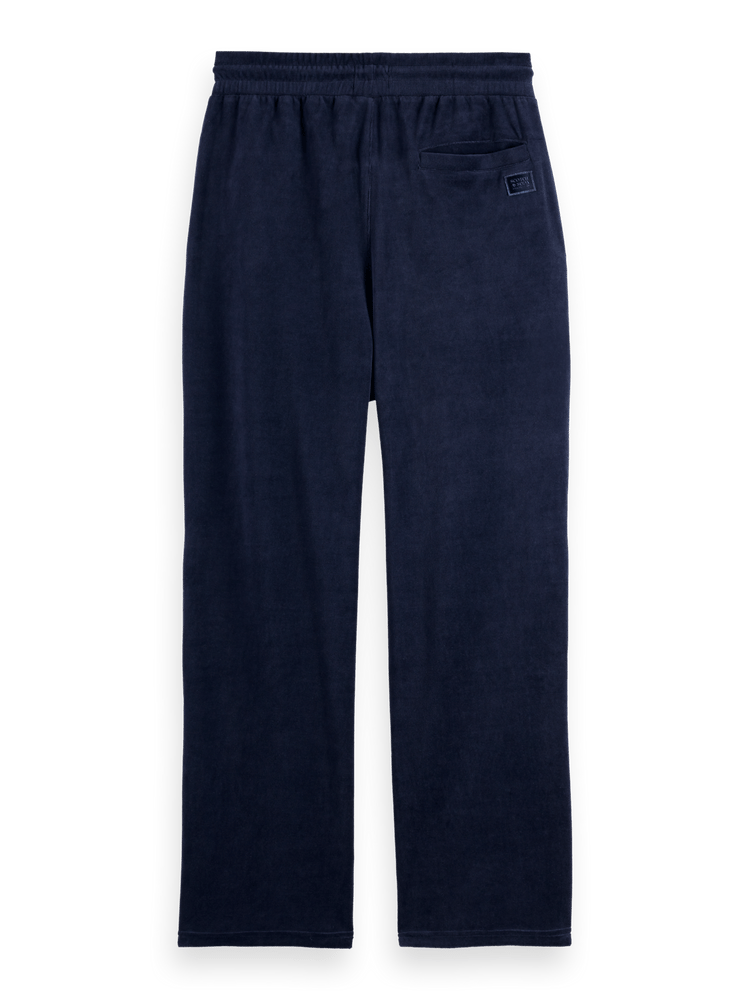 Printed Side-Panel Velour Relaxed Straight-Leg Track Pant