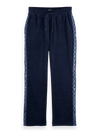 Printed Side-Panel Velour Relaxed Straight-Leg Track Pant