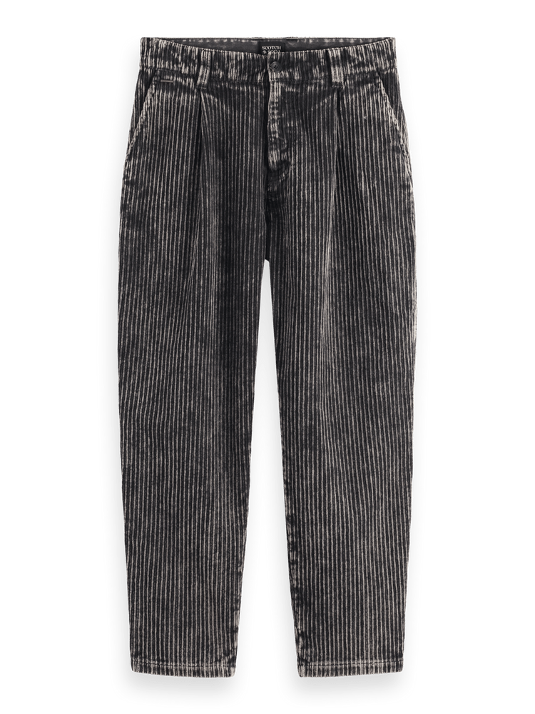 Loose Tapered Washed Corduroy Pleated Chino