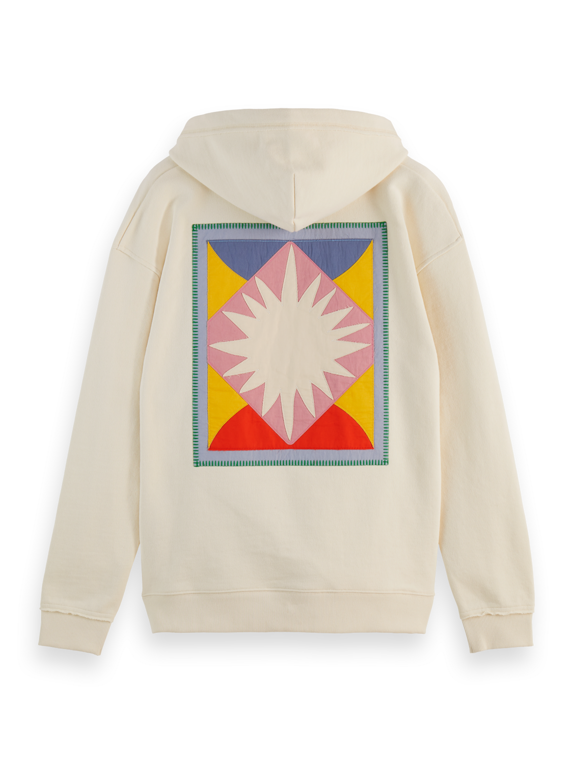 Patchwork Applique Artwork Relaxed Fit Hoodie