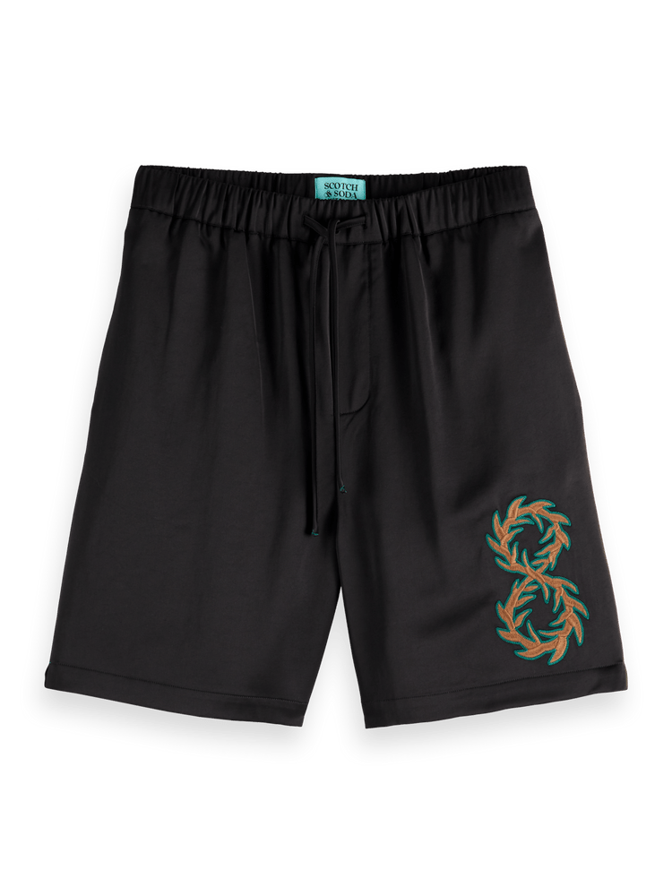 Scotch Soda x Joe Jonas Embroidered Sateen Bermuda Short