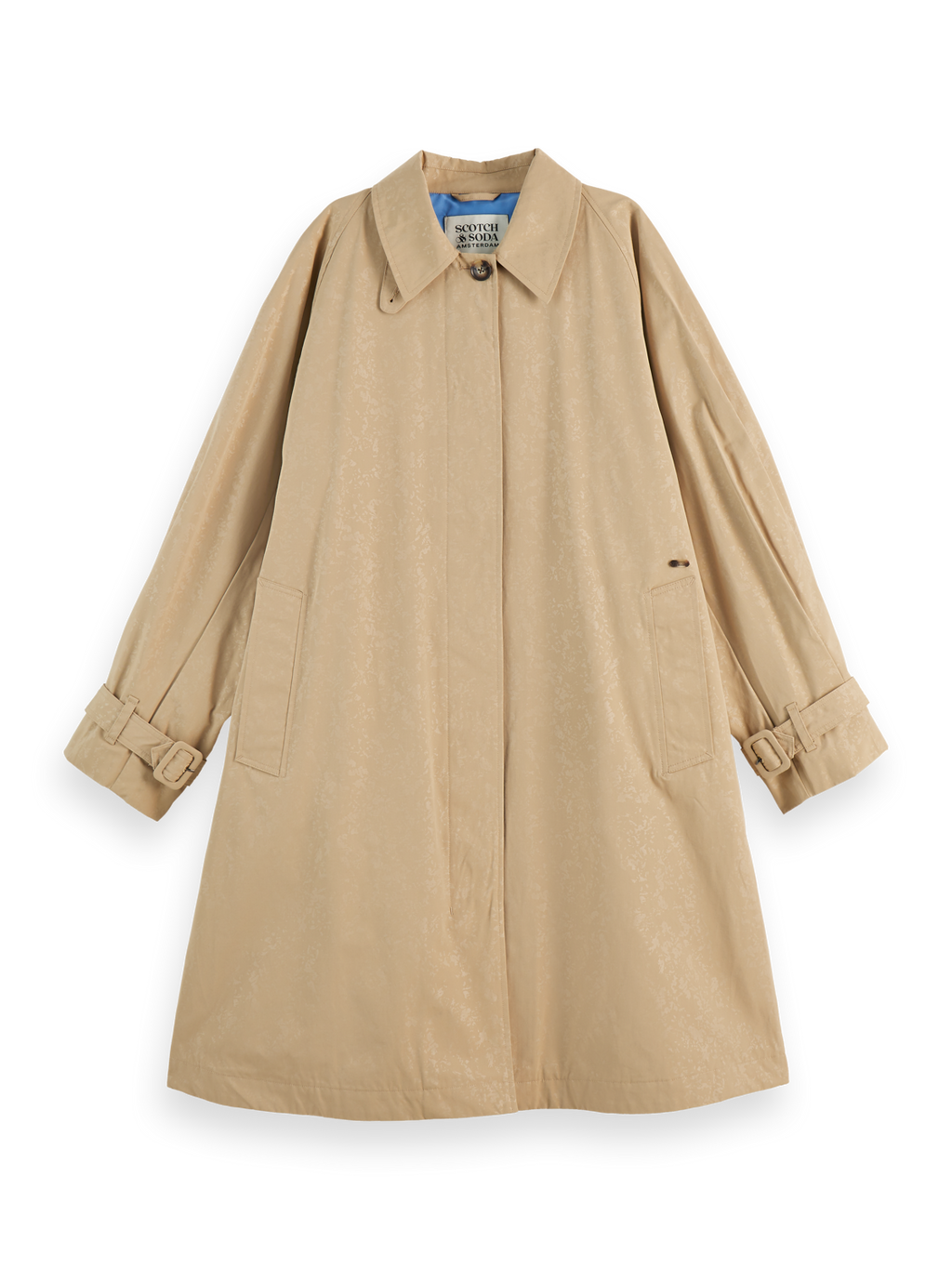 Floral Embossed Cotton Blend Car Coat