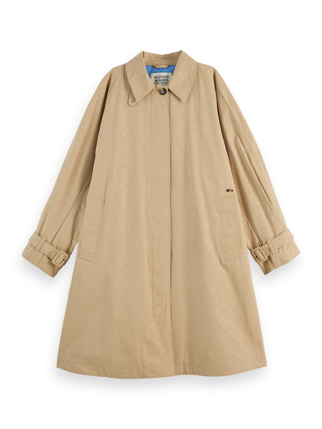 Floral Embossed Cotton Blend Car Coat