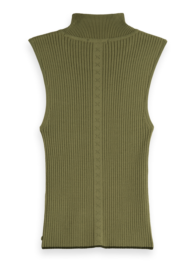 Ribbed Knit Turtleneck Tank