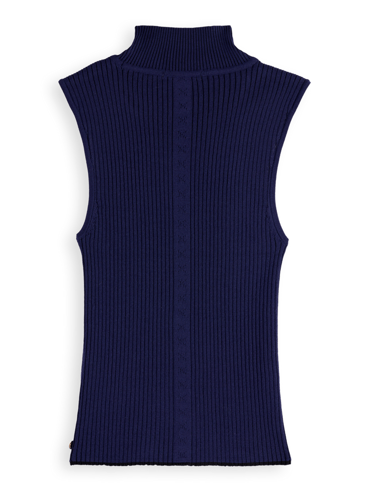 Ribbed Knit Turtleneck Tank