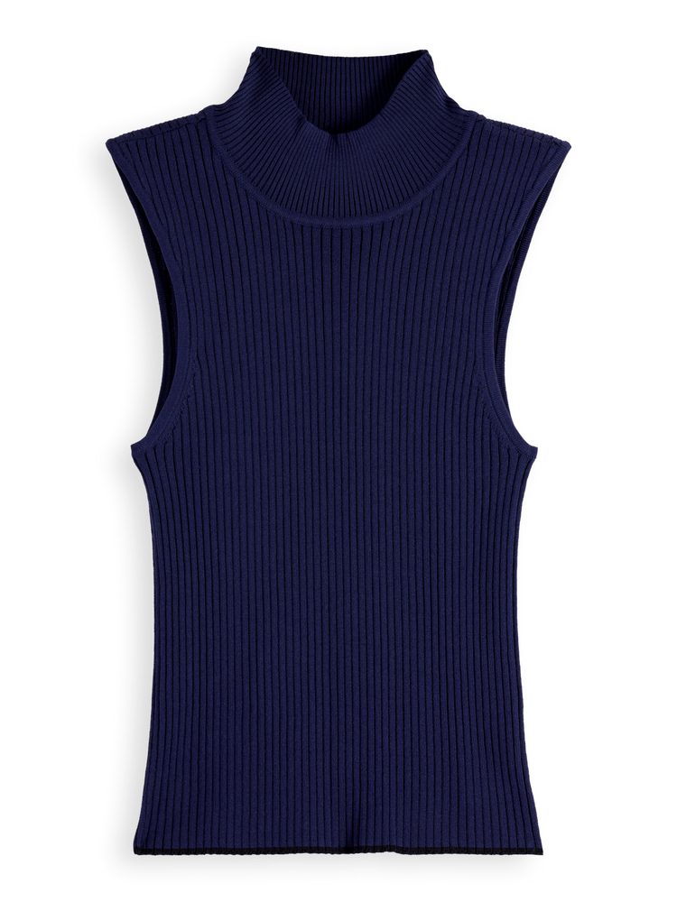 Ribbed Knit Turtleneck Tank