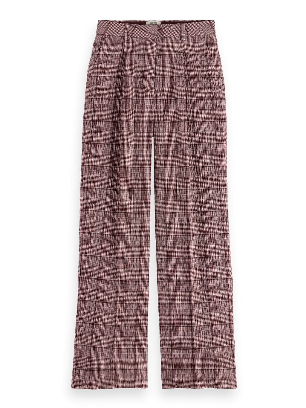 Rose High-Rise Wide-Leg Prince Of Wales Seersucker Pant