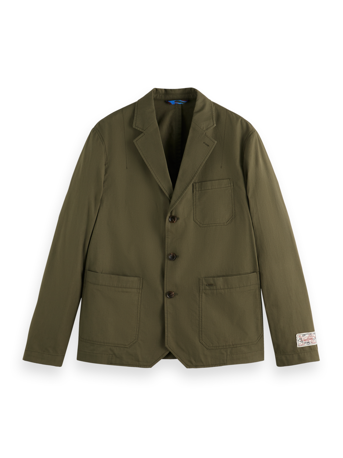 Relaxed Fit Unconstructed Cotton-Ripstop Military Blazer