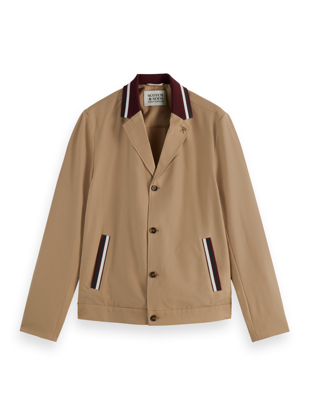 Contrast-Trimmed Tailored Shirt Jacket