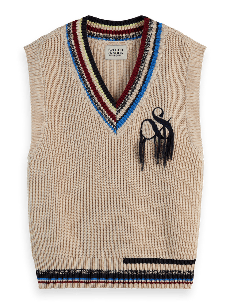 & Logo V-Neck Knit Vest