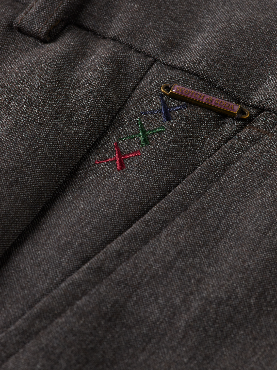 Pocket Detail Wide Fit Melange Chino