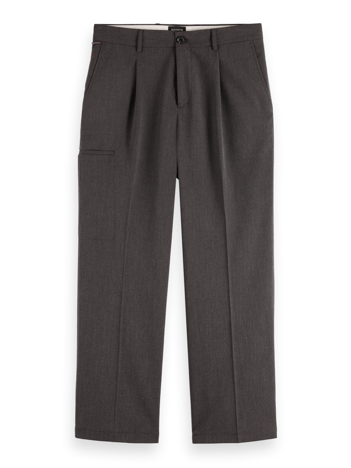 Pocket Detail Wide Fit Melange Chino