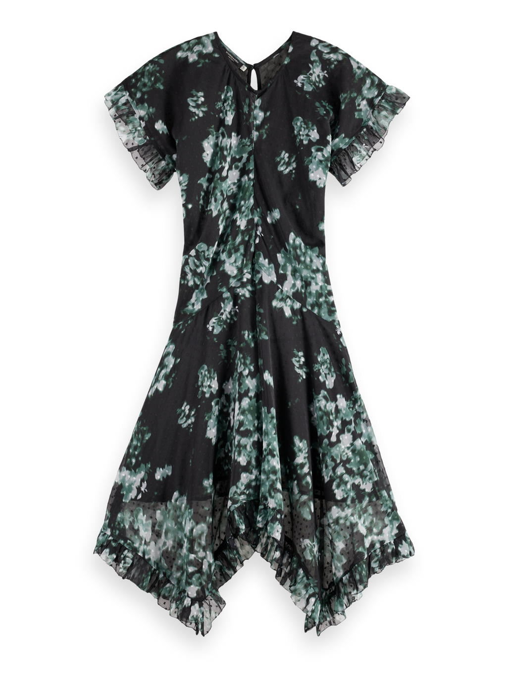 Floral Printed Fil Coupe Mini Ruffle Dress