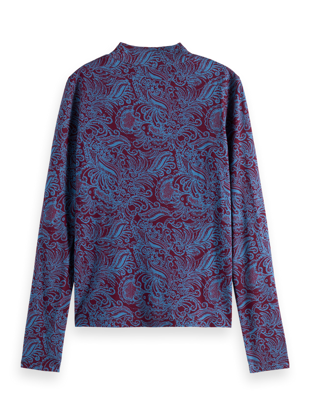 Paisley Printed Mock Neck Long Sleeve Shirt