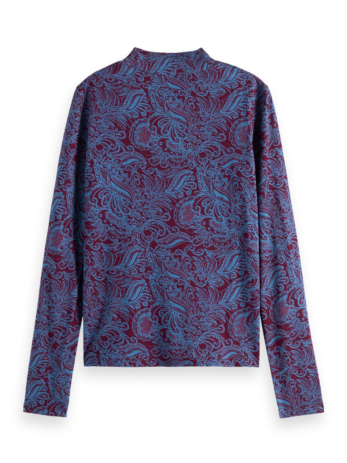 Paisley Printed Mock Neck Long Sleeve Shirt