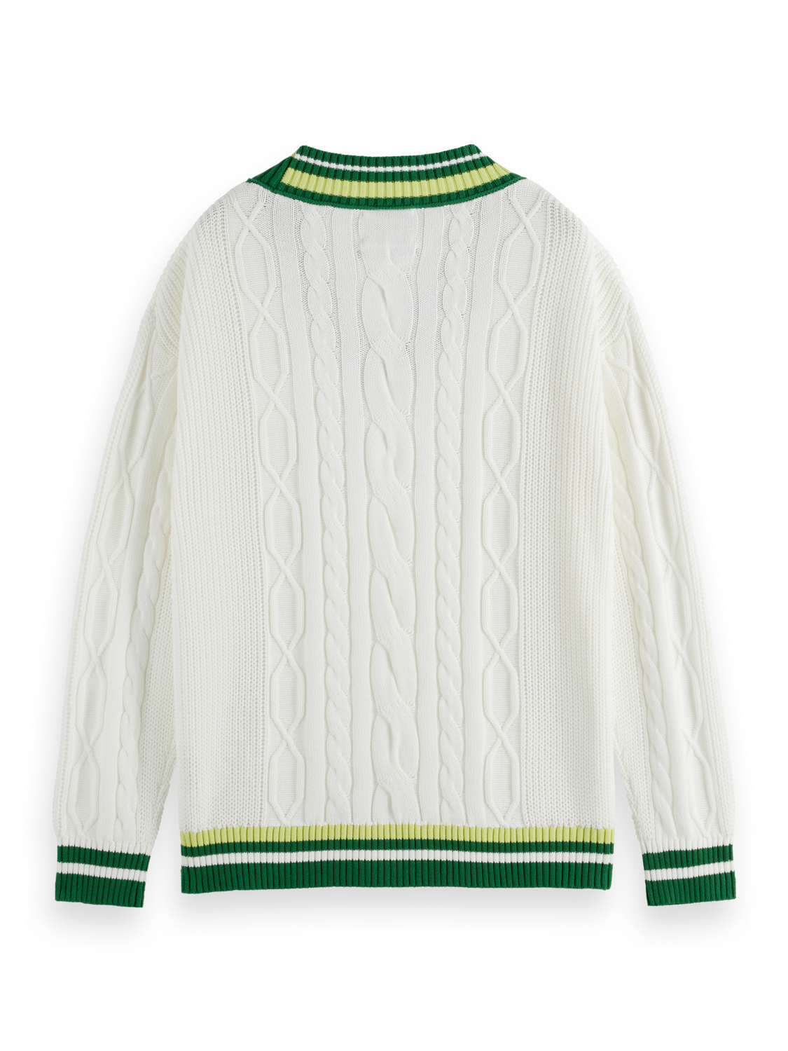 V-Neck Drop Shoulder Cable Knit Pullover