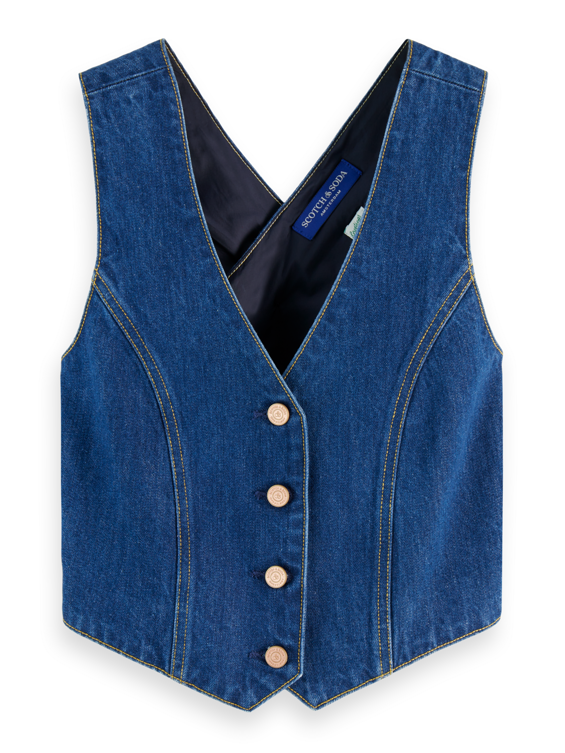Fitted Denim Waistcoat Vest | City Fresh