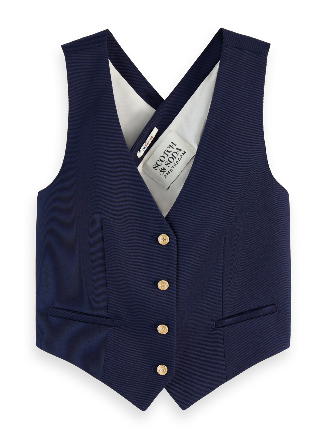 Cross Back Gabardine Twill Waistcoat Vest