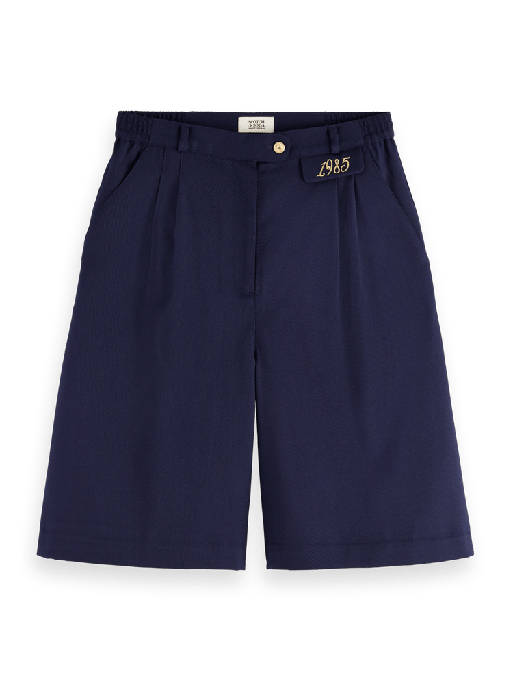 Gabardine Twill Pleated Short