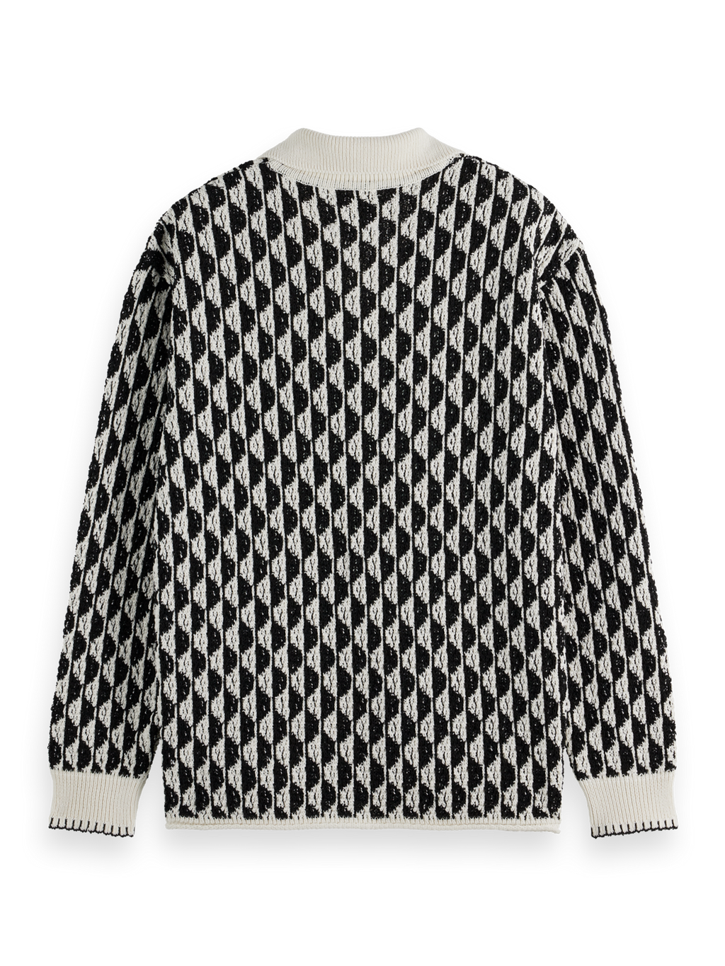 Jacquard Drop Shoulder Long Sleeve Polo