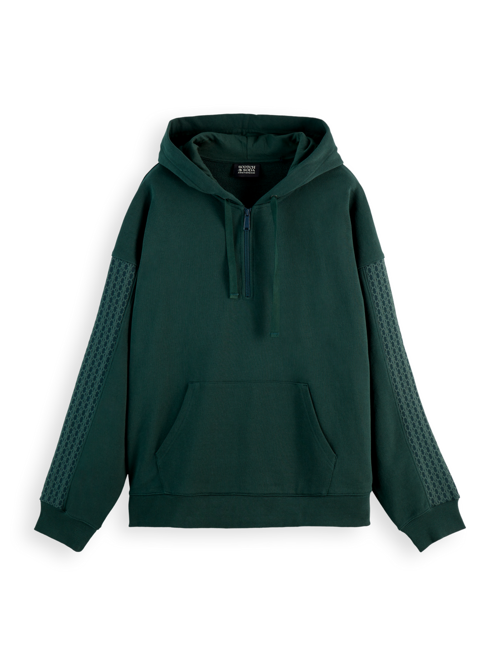 Rib Insert Half-Zip Loose Fit Artwork Hoodie