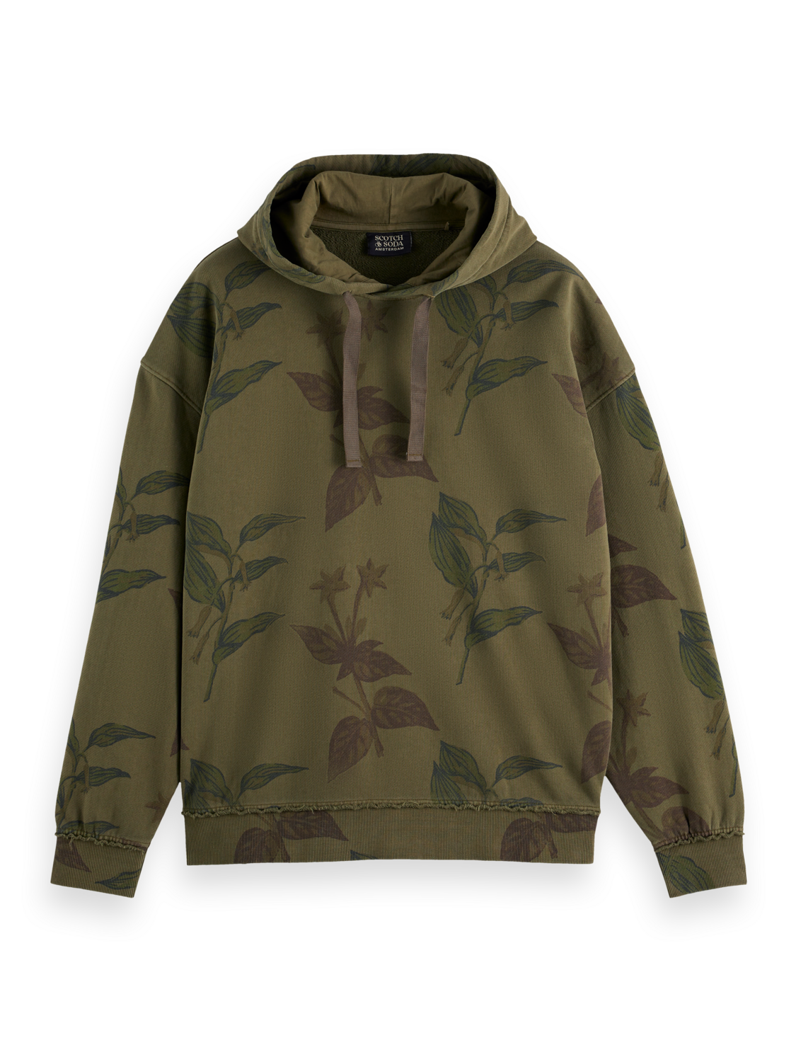 Leaf Print Loose Fit Hoodie
