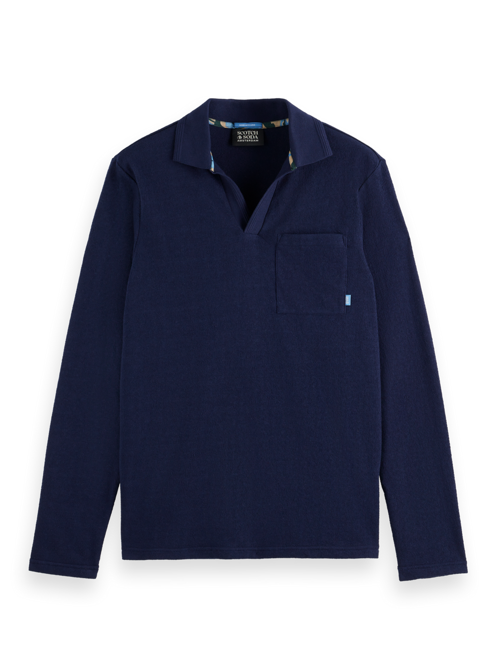 Relaxed Fit Front Pocket Long Sleeve Polo